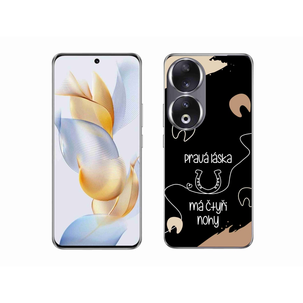 Gélový kryt mmCase na Honor 90 - konský motív čierne pozadie