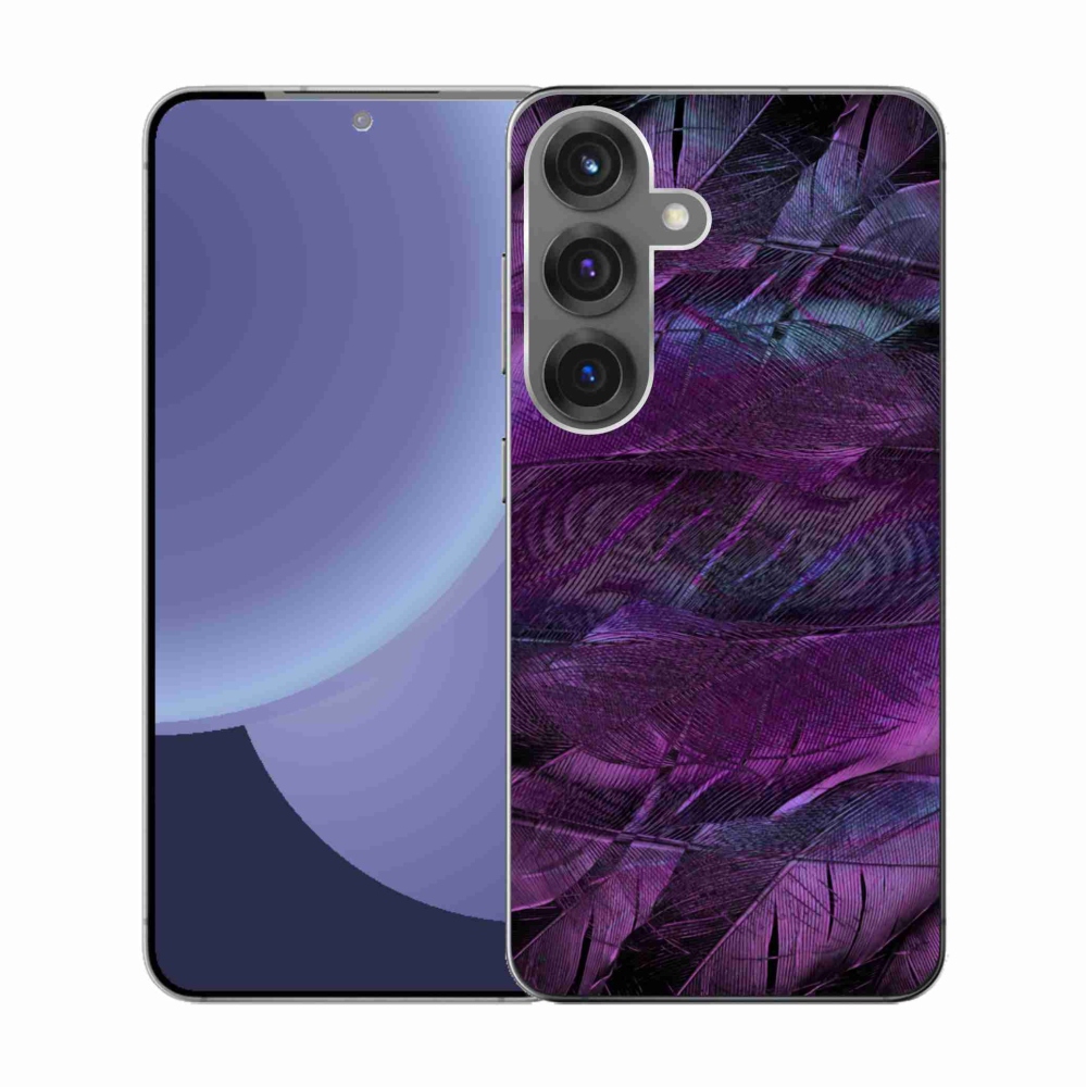 Gélový kryt mmCase na Samsung Galaxy S25 - fialové pierka