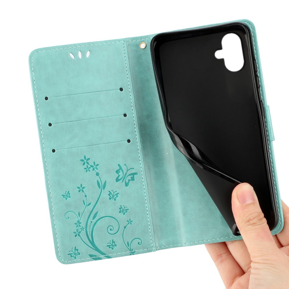 Flowers knižkové púzdro na Samsung Galaxy A06 4G - modrozelené