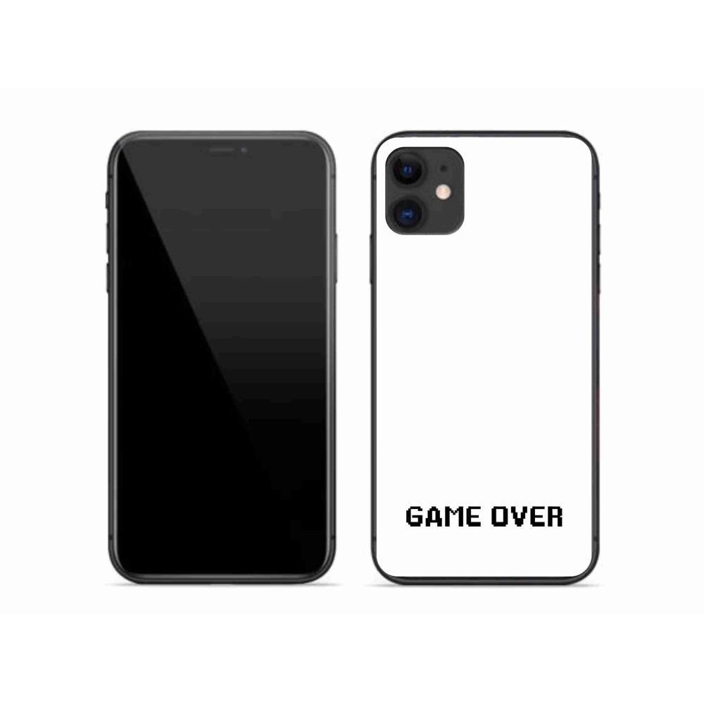 Gélový kryt mmCase na iPhone 11 - game over biele pozadie