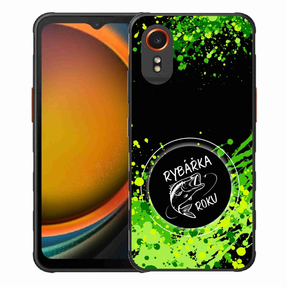 Gélový kryt mmCase na Samsung Galaxy Xcover 7 - rybárka roku čierne pozadie