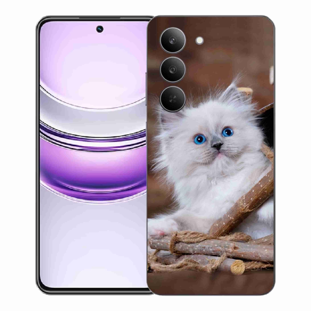 Gélový kryt mmCase na Realme 14x 5G - biele mačiatko