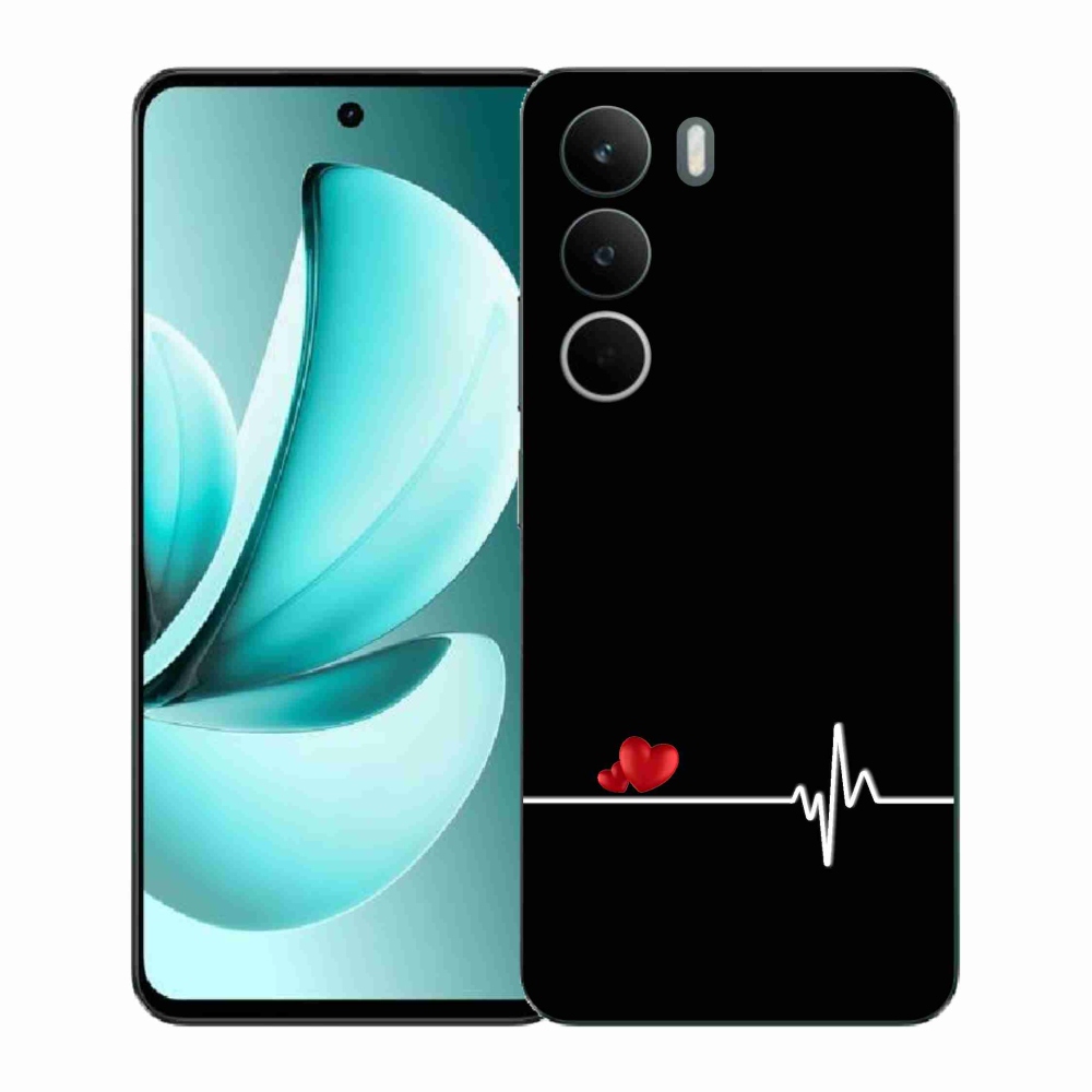 Gélový kryt mmCase na Realme C71 - srdce a tep čierne pozadie