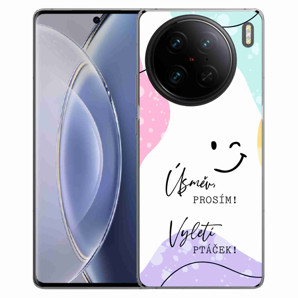Gélový kryt mmCase na Vivo X90 Pro - vtipný text 4 biele pozadie