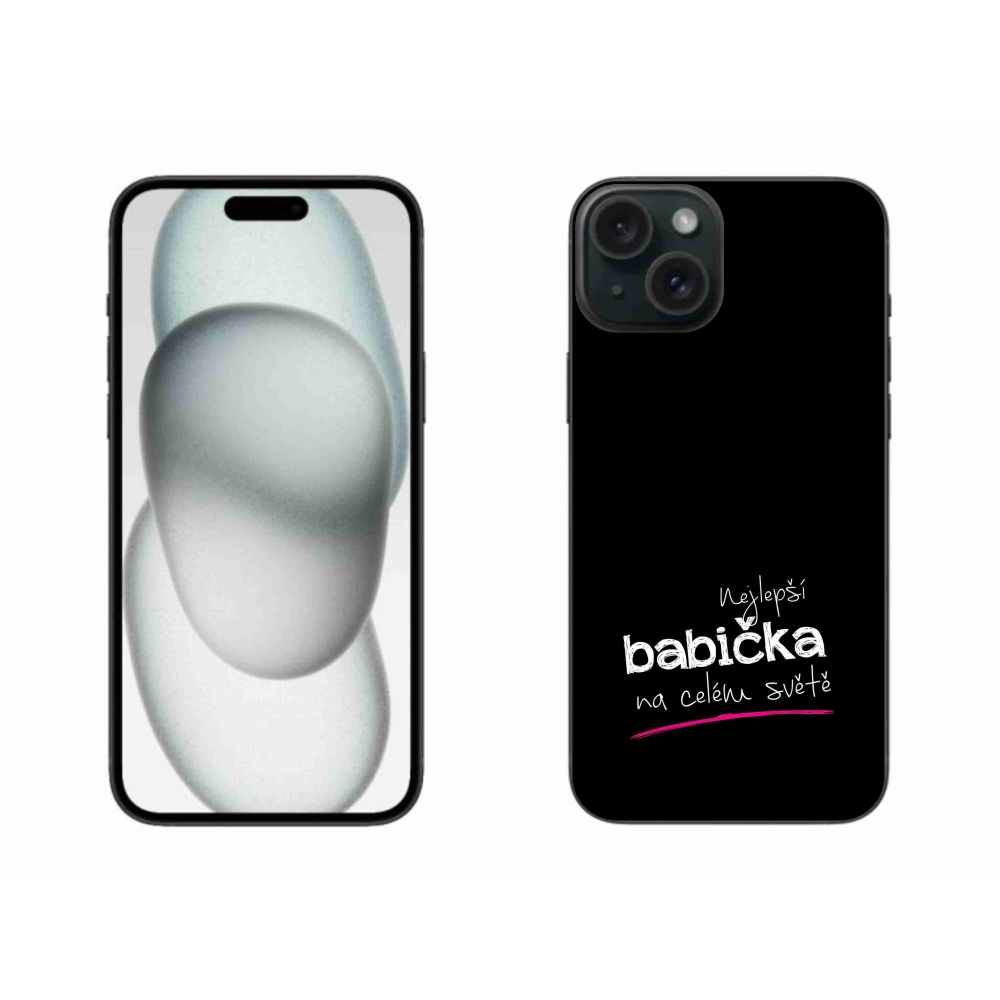 Gélový kryt mmCase na iPhone 15 Plus - najlepšia babička 4 čierne pozadie
