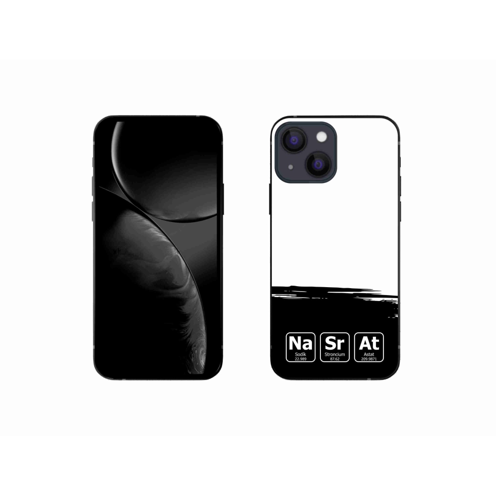 Gélový kryt mmCase na iPhone 13 mini 5.4 - chemické prvky čiernobiele pozadie