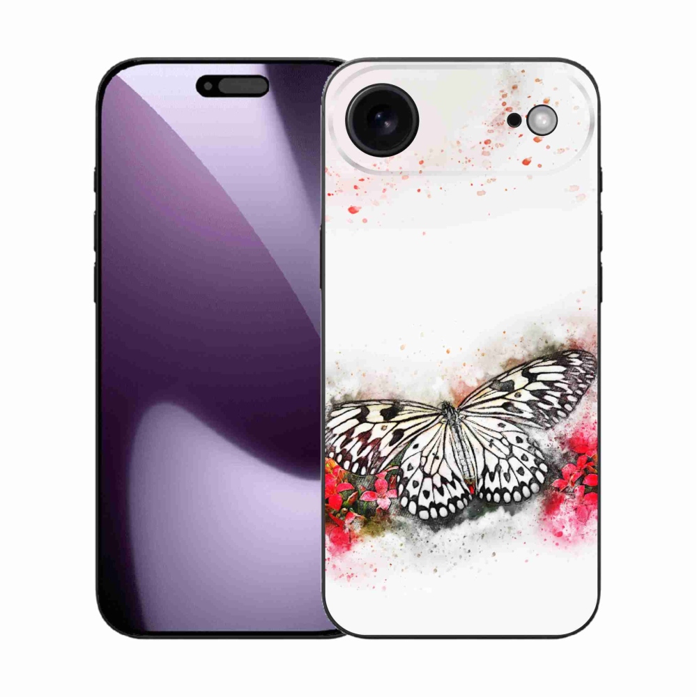 Gélový kryt mmCase na iPhone 17 Air - čiernobiely motýľ