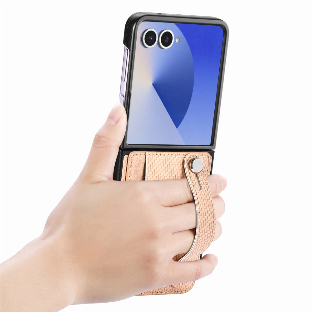 Wrisat plastový kryt s umelou kožou na Samsung Galaxy Z Flip7 5G - khaki