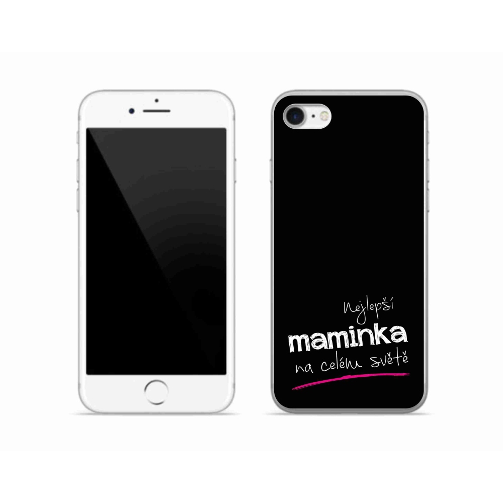 Gélový kryt mmCase na iPhone SE (2022) - najlepšia mamička 4 čierne pozadie