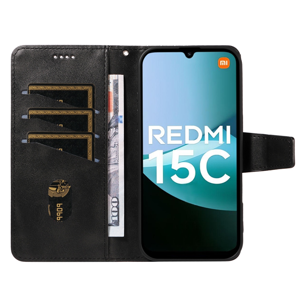 Grids knižkové púzdro na Xiaomi Redmi 15C 4G/5G (173mm) - čierne