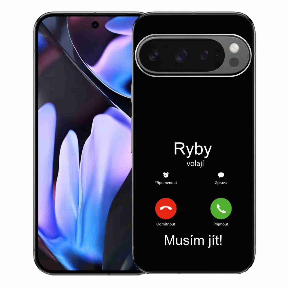 Gélový kryt mmCase na Google Pixel 9 Pro XL - ryby volajú čierne pozadie