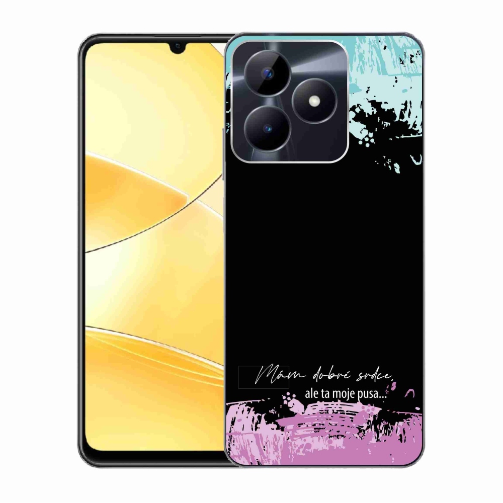 Gélový kryt mmCase na Realme C51/C53 - vtipný text 3 čierne pozadie