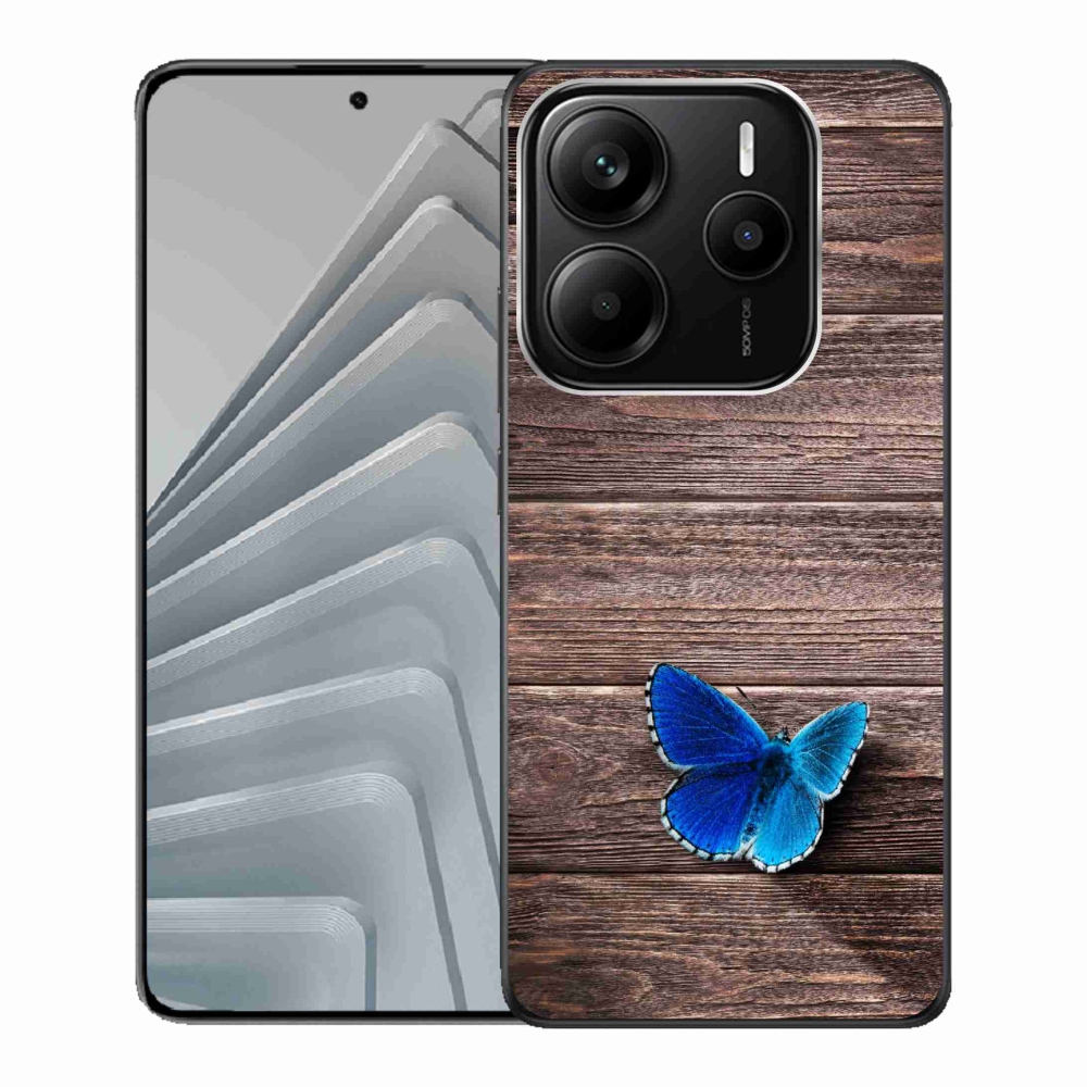 Gélový kryt mmCase na Xiaomi Redmi Note 14 5G - modrý motýľ 1