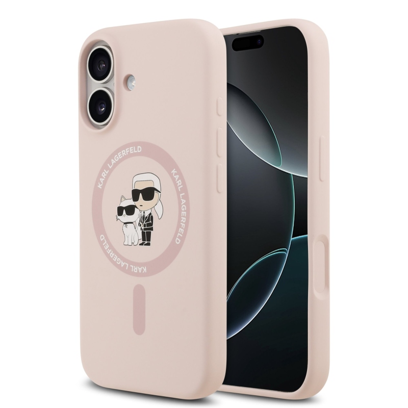 Karl Lagerfeld Liquid Silicone Karl and Choupette MagSafe zadný kryt pre iPhone 17 ružový