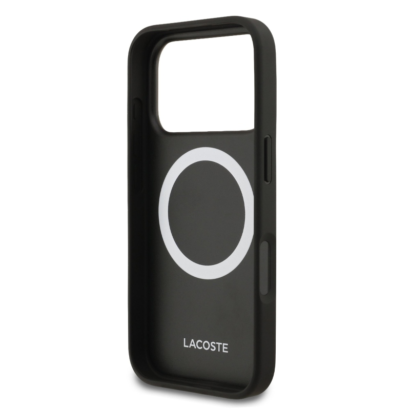 Lacoste Iconic Petit Pique MagSafe zadný kryt + peňaženka pre iPhone 18 Pro, čierna
