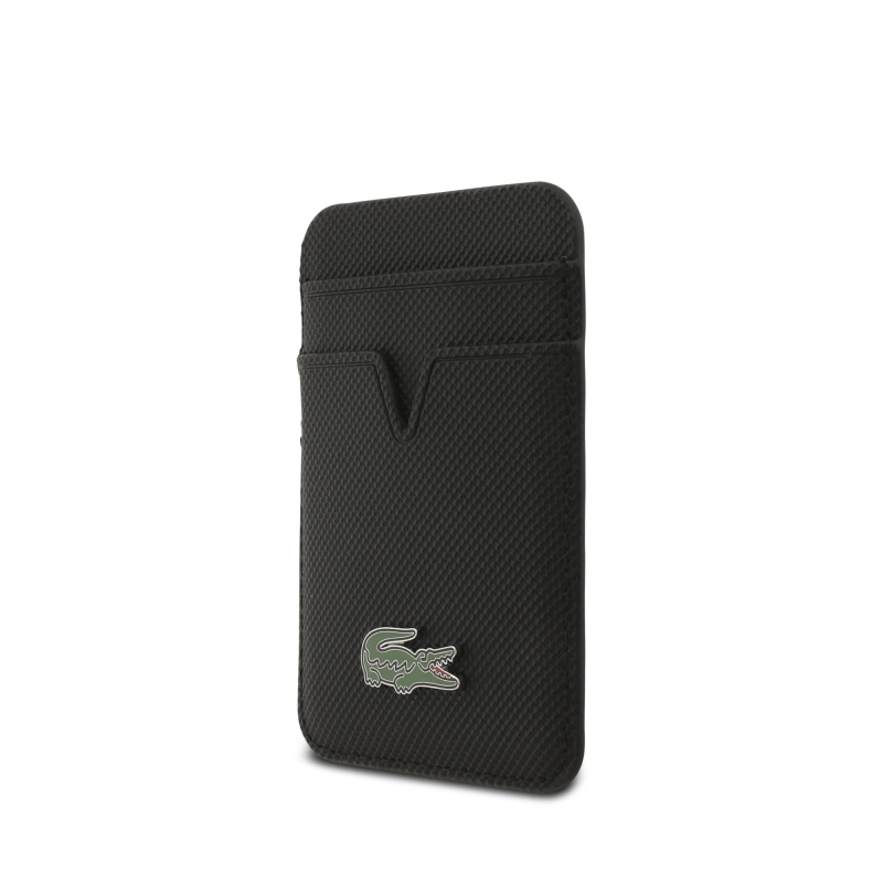 Lacoste Iconic Petit Pique MagSafe zadný kryt + peňaženka pre iPhone 18 Pro, čierna