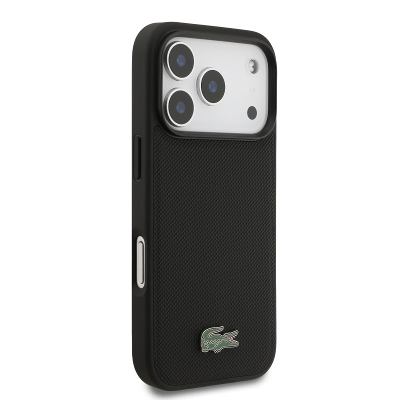 Lacoste Iconic Petit Pique MagSafe zadný kryt + peňaženka pre iPhone 18 Pro, čierna