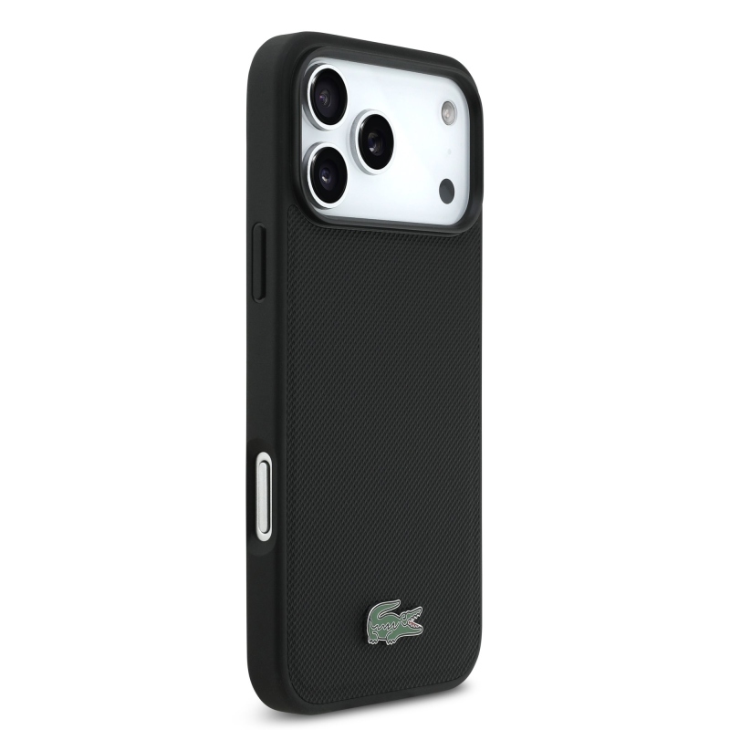 Lacoste Iconic Petit Pique MagSafe zadný kryt + peňaženka pre iPhone 18 Pro Max, čierna
