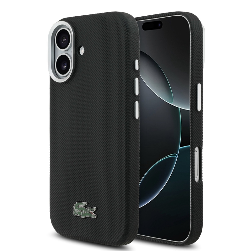 Lacoste Iconic Petit Pique Metal Logo MagSafe Zadný Kryt pre iPhone 17 Black