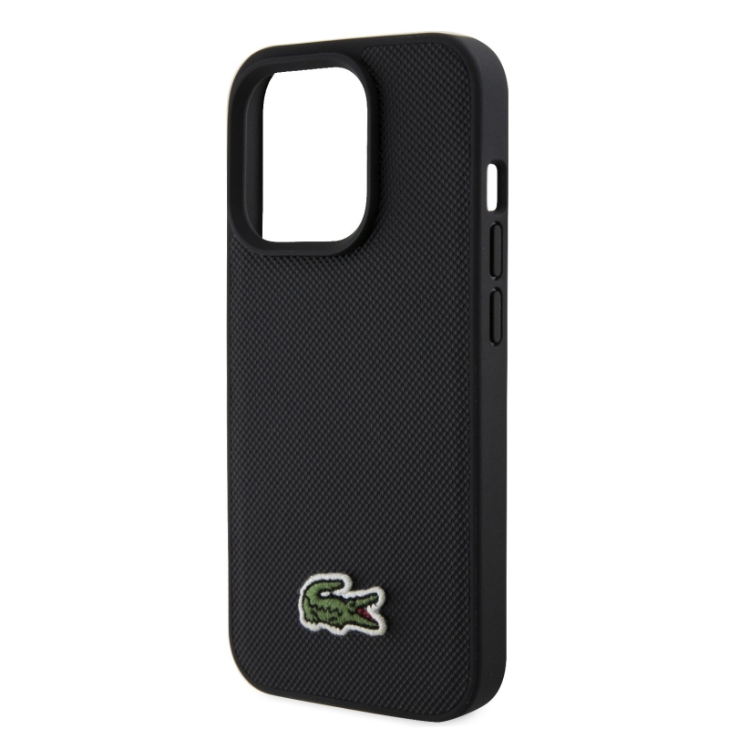 Lacoste Iconic Petit Pique Woven Logo MagSafe zadný kryt pre iPhone 15 Pro Black + dátový kábel USB-C/USB-C