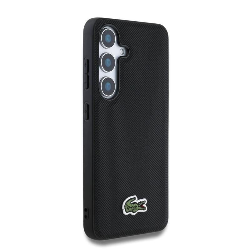 Lacoste Iconic Petit Pique Woven Logo MagSafe zadný kryt pre Samsung Galaxy S25 Black