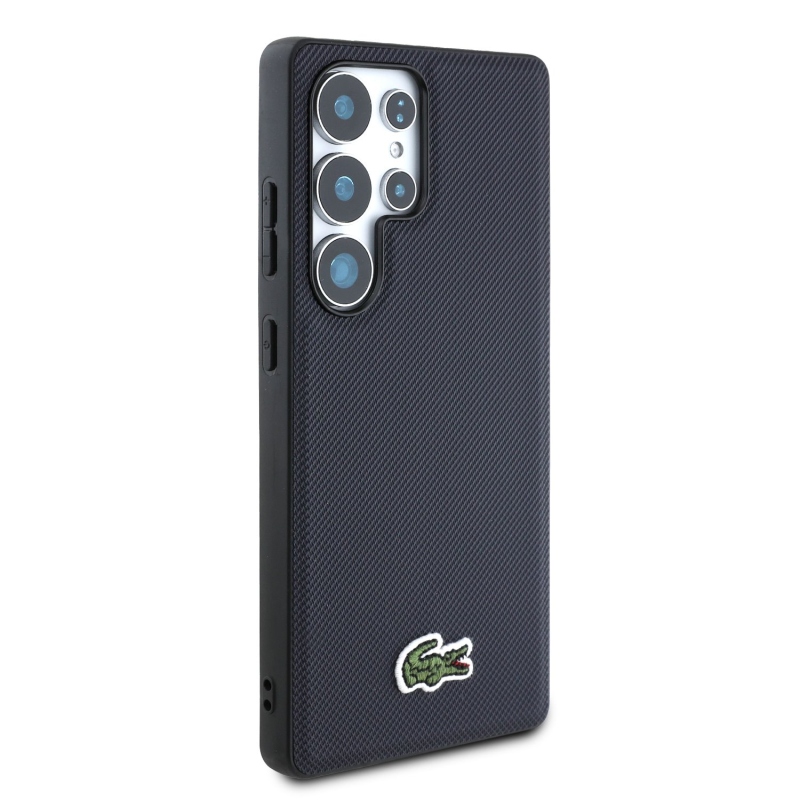 Lacoste Iconic Petit Pique Woven Logo MagSafe zadný kryt pre Samsung Galaxy S25 Ultra Blue