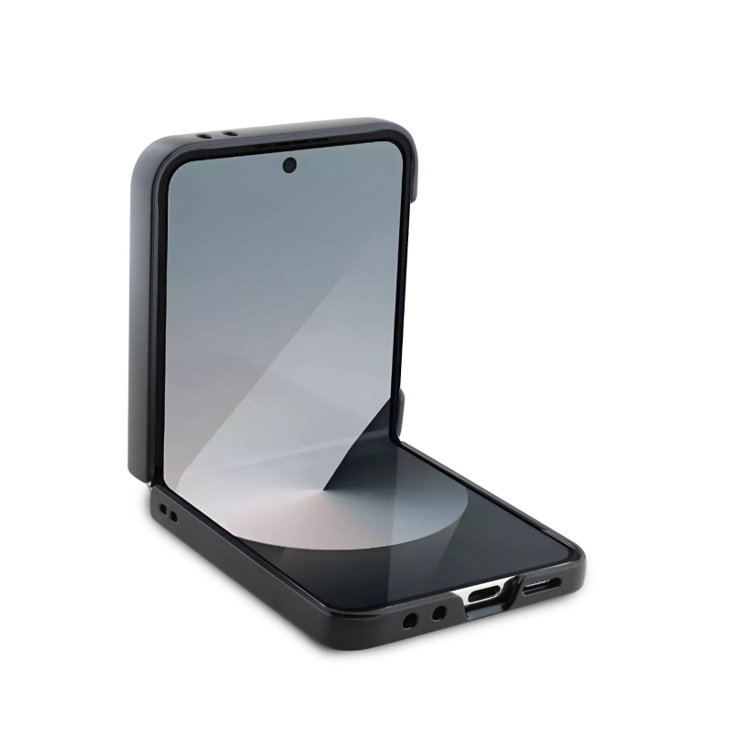 Lacoste Iconic Petit Pique Woven Logo MagSafe Zadný Kryt pre Samsung Galaxy Z Flip 6/7 FE Black