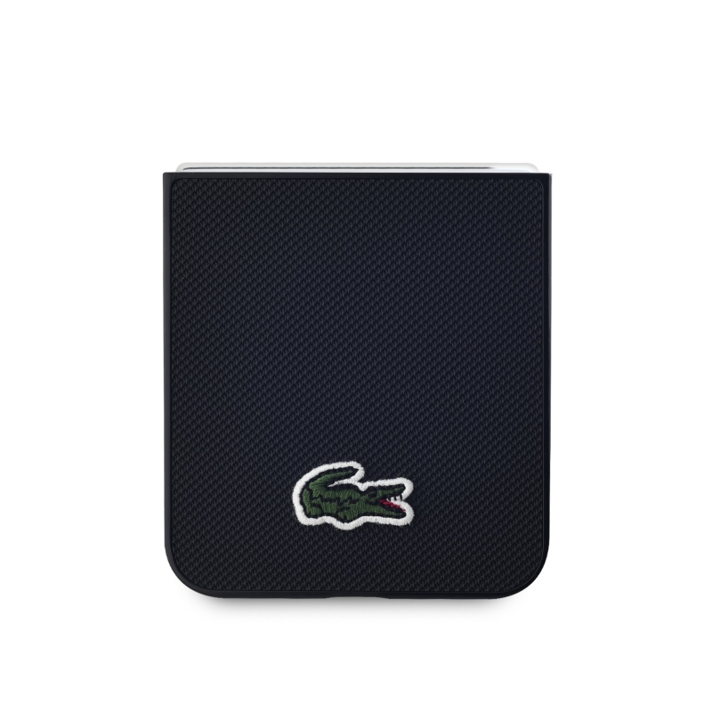 Lacoste Iconic Petit Pique Woven Logo MagSafe Zadný Kryt pre Samsung Galaxy Z Flip 6/7 FE Black