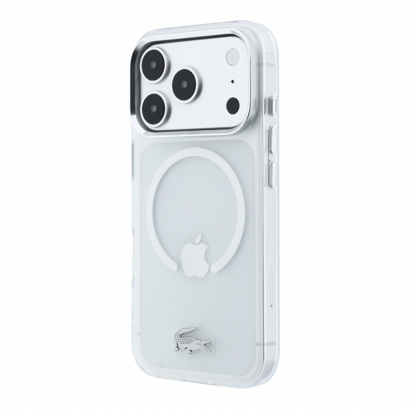 Lacoste IML Frosted Petit Pique Metal Logo MagSafe zadný kryt pre iPhone 18 Pro Max, priehľadný