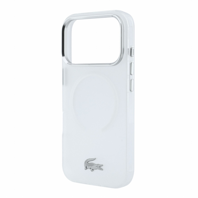 Lacoste IML Frosted Petit Pique Metal Logo MagSafe zadný kryt pre iPhone 18 Pro, priehľadný