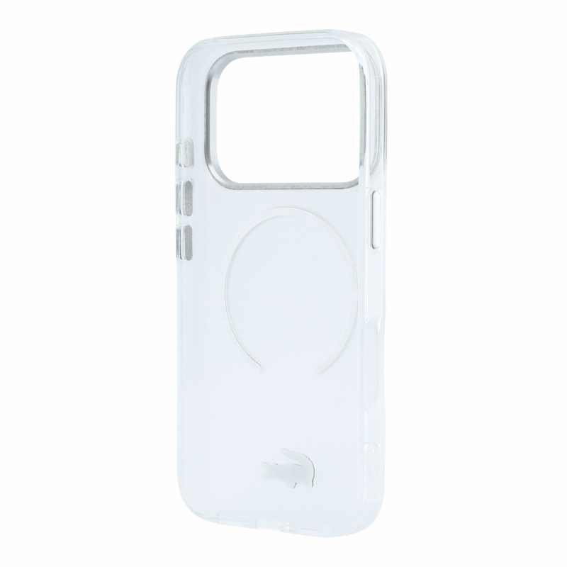 Lacoste IML Frosted Petit Pique Metal Logo MagSafe zadný kryt pre iPhone 18 Pro, priehľadný