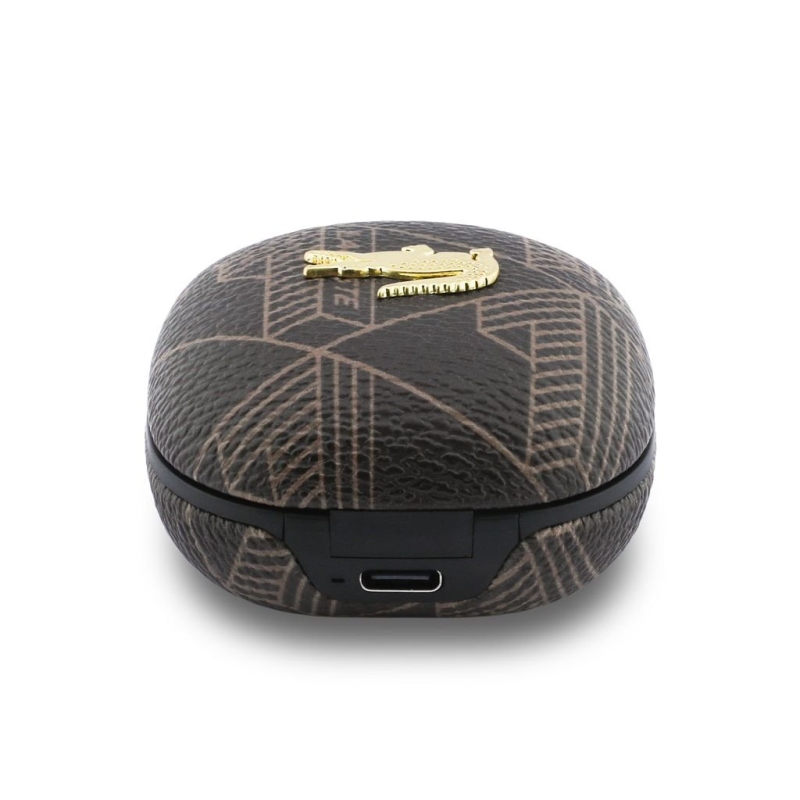 Bezdrôtové slúchadlá Lacoste Monogram Blend ANC/ENC TWS, hnedé