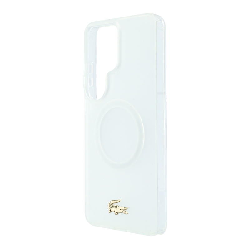 Lacoste PC/TPU matný povrch Gold Logo magnetický zadný kryt pre Samsung Galaxy S26 Ultra White