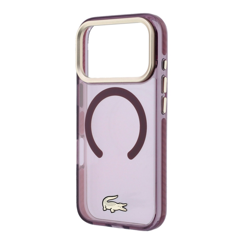 Lacoste PC/TPU zadný kryt s matným povrchom a zlatým logom MagSafe pre iPhone 18 Pro Max, farba Burgundy