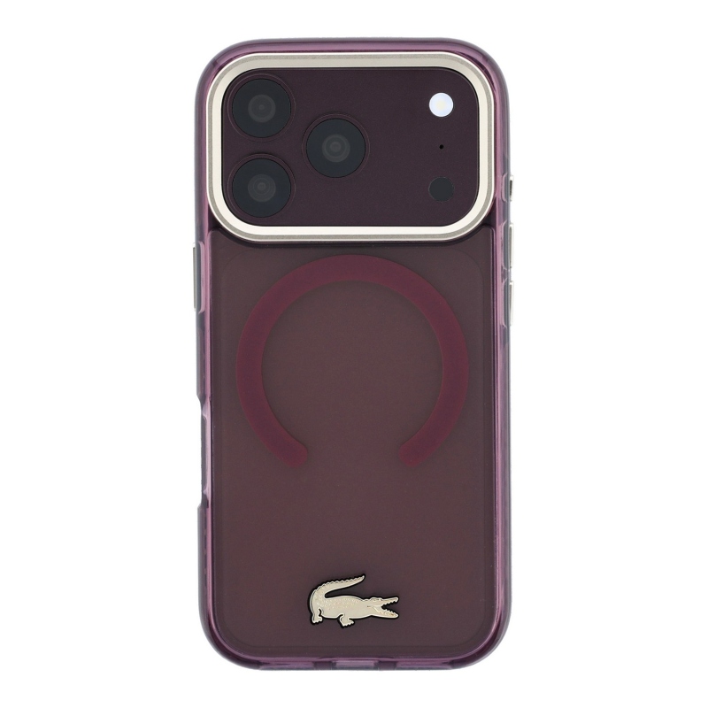 Lacoste PC/TPU zadný kryt s matným povrchom a zlatým logom MagSafe pre iPhone 18 Pro Max, farba Burgundy