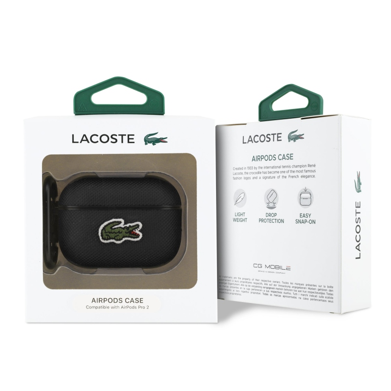 Lacoste Petit Pique Croc Logo Patch Case pre AirPods Pro 2 Black