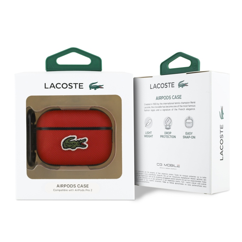 Lacoste Petit Pique Croc Logo Patch Case pre AirPods Pro 2 Red