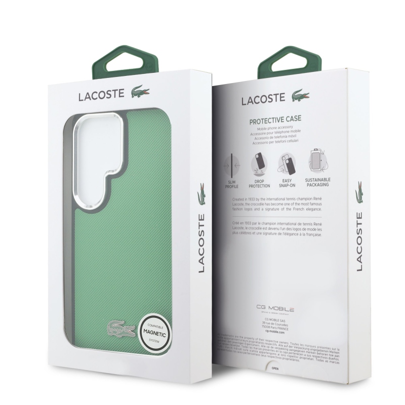 Lacoste Petit Pique Metal Logo Magnetic Back Cover pre Samsung Galaxy S26 Ultra Estragon Green