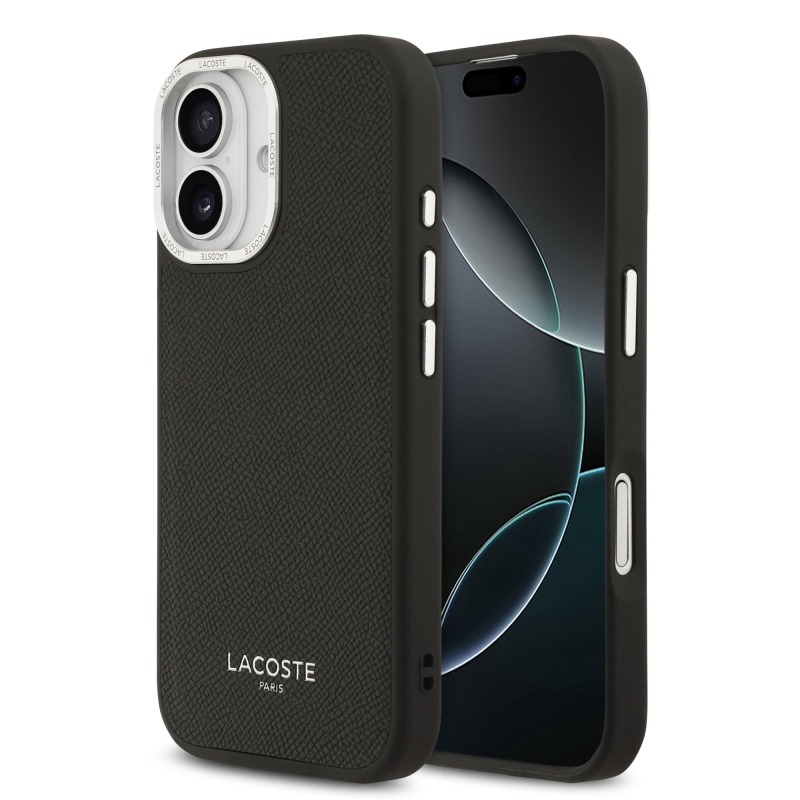 Lacoste PU kožený zadný kryt Champs Elysees MagSafe pre iPhone 17 Black