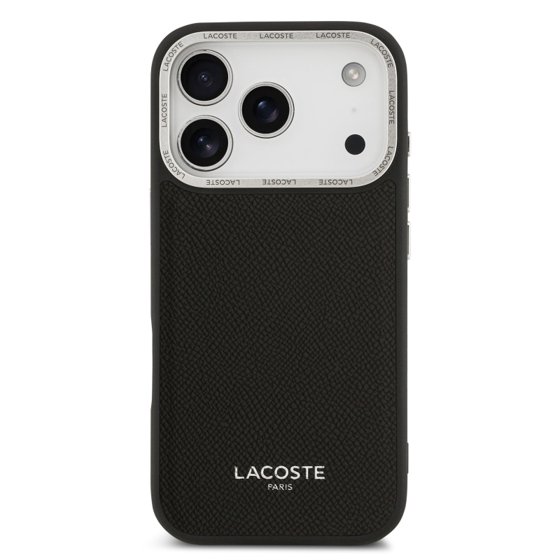 Lacoste PU kožený zadný kryt Champs Elysees MagSafe pre iPhone 17 Pro Black