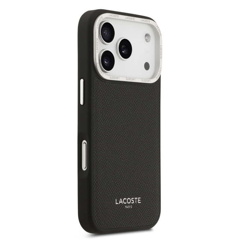 Lacoste PU kožený zadný kryt Champs Elysees MagSafe pre iPhone 17 Pro Black