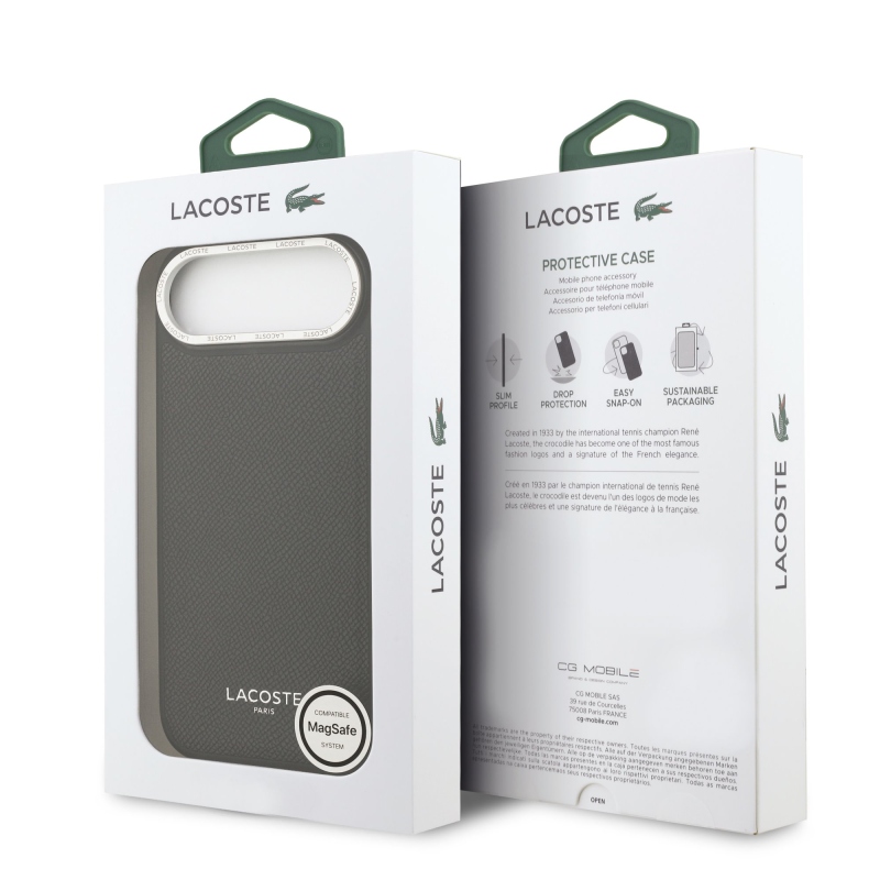 Lacoste PU kožený zadný kryt Champs Elysees MagSafe pre iPhone Air Black