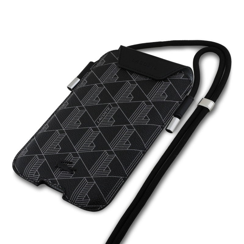 Lacoste PVC zmes Monogram Phone Pocket XL Black