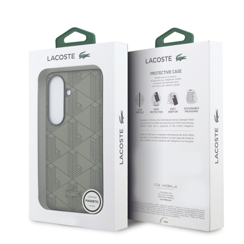 Lacoste PVC Blend Monogram Magnetic Back Cover pre Samsung Galaxy S26 Khaki