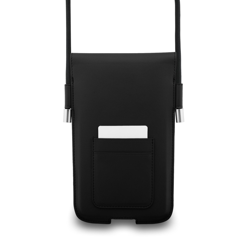 Lacoste PVC zmes Monogram Kovové logo Telefónne vrecko XL Black
