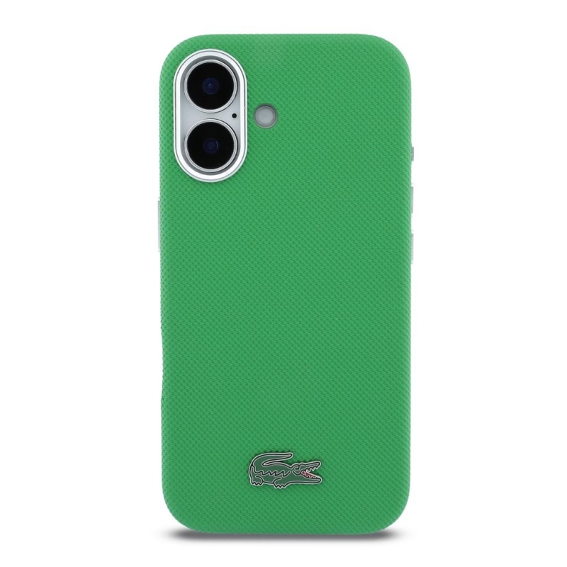 Lacoste PVC Iconic Petit Pique Metal Logo MagSafe zadný kryt pre iPhone 16 Estragon Green