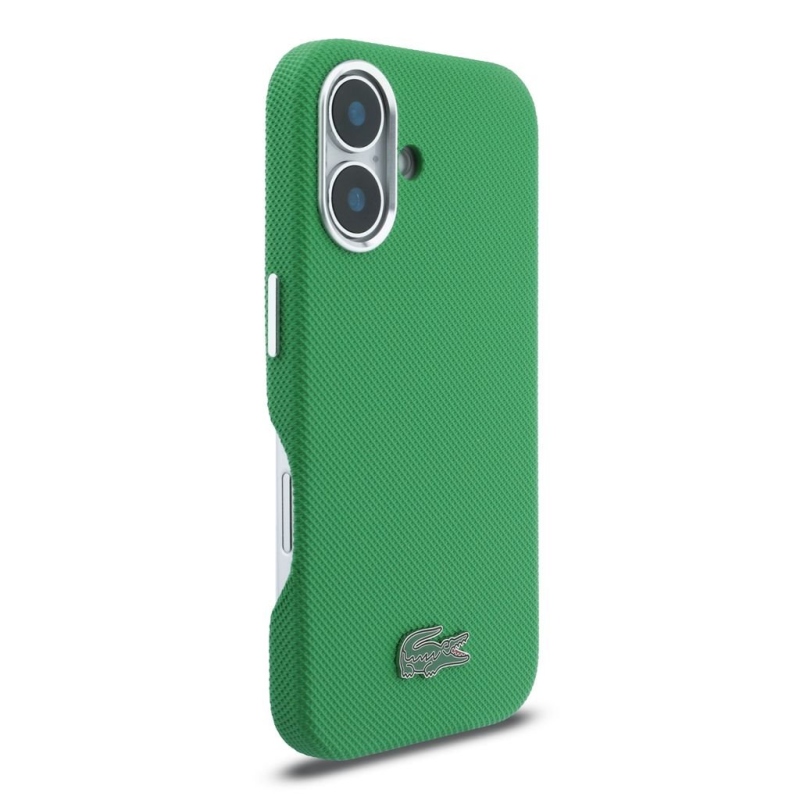Lacoste PVC Iconic Petit Pique Metal Logo MagSafe zadný kryt pre iPhone 16 Estragon Green