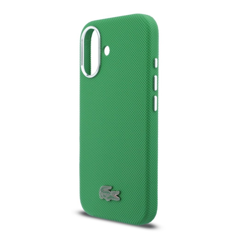 Lacoste PVC Iconic Petit Pique Metal Logo MagSafe zadný kryt pre iPhone 16 Estragon Green