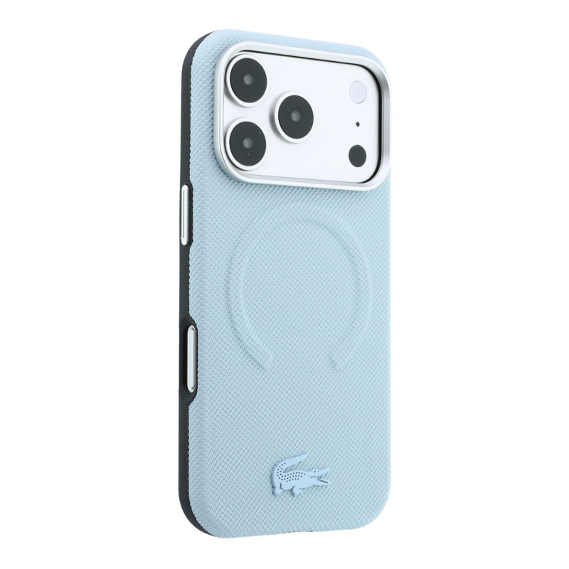 Lacoste PVC Petit Pique Semi Wrap Embossed MagSafe zadný kryt pre iPhone 18 Pro, modrý