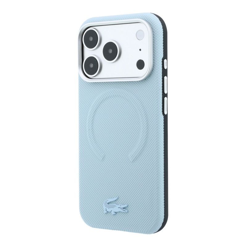 Lacoste PVC Petit Pique Semi Wrap Embossed MagSafe zadný kryt pre iPhone 18 Pro, modrý